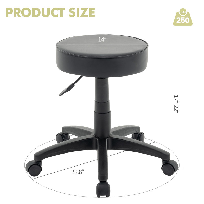 Mahidul Adjustable Height Ergonomic Lab Stool with Wheels