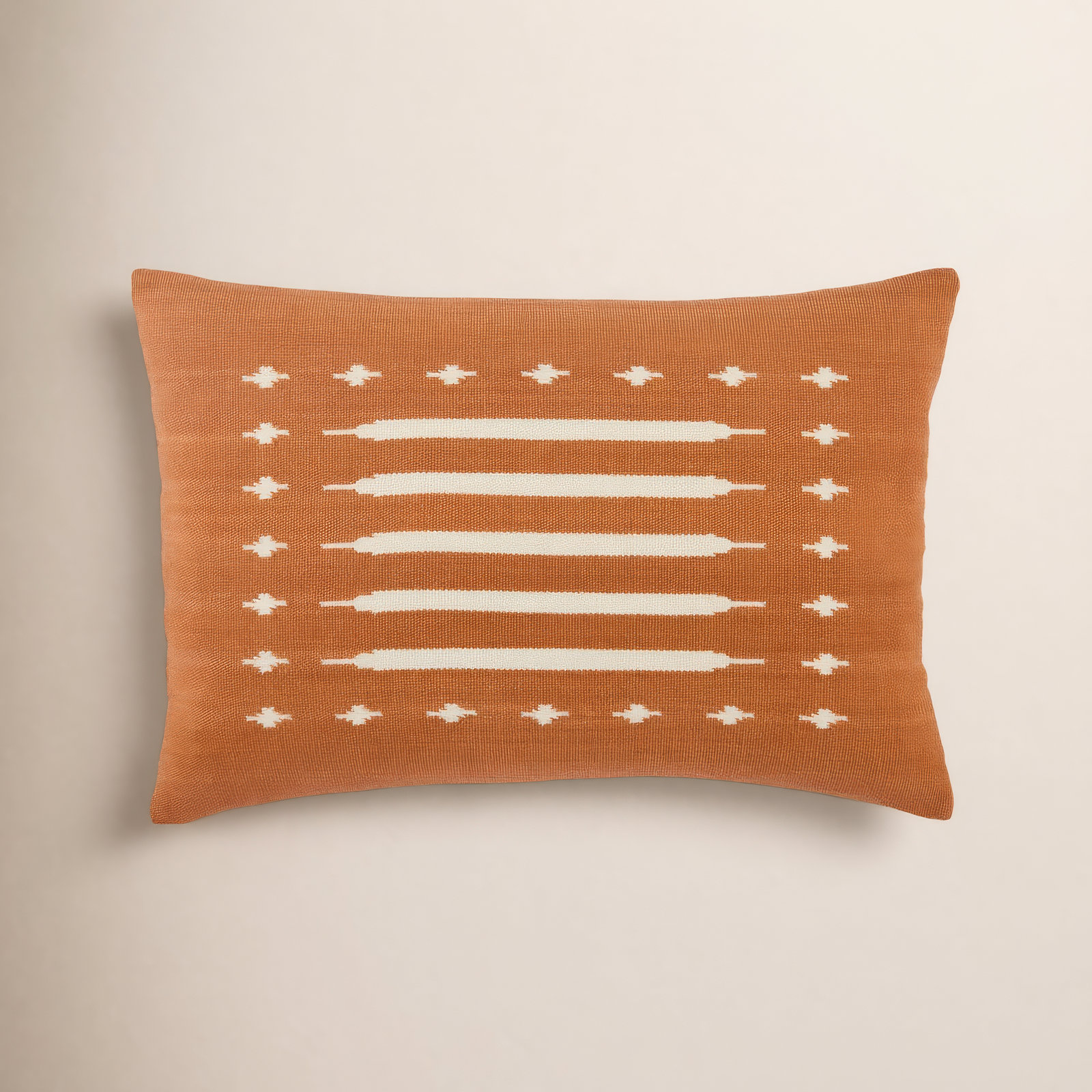 Estela Geometric Cotton Lumbar Throw Pillow, Down, Orange