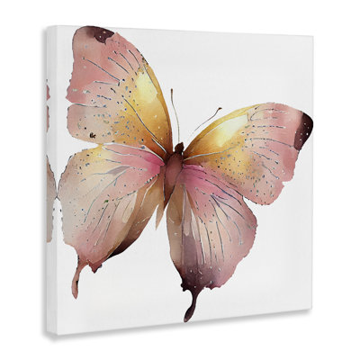Art mural chic sur un papillon rose par Birch & Ink