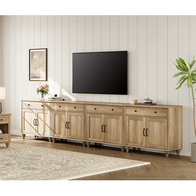 Scarlett Farmhouse TV Stand For 85 Inch TV With 8 Doors And 4 Drawers, Entertainment Centre TV Console Table With Storage Cabinets
