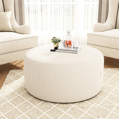 Siège rond en velours côtelé beige de 30,86 po de largeur, 16,19 po de hauteur, siège confortable avec système de ressorts, fonctionnalité polyvalente et rembourrée de 30,50 po de largeur, P, 16,25 po, convient à tout espace de vie