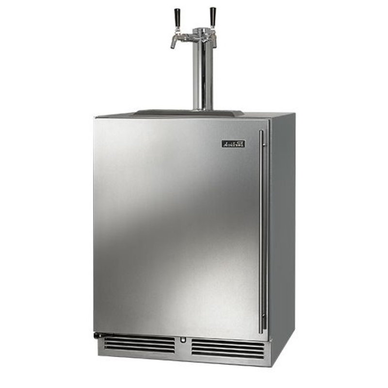 Perlick C-Series 5.2 Cubic Feet Stainless Steel Outdoor Single Tap Freestanding Kegerator with Door Lock and, Right
