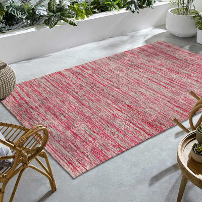 Tapis rectangulaire tissé à plat rectangulaire petit 3 pi x 5 pi Chandris Rose