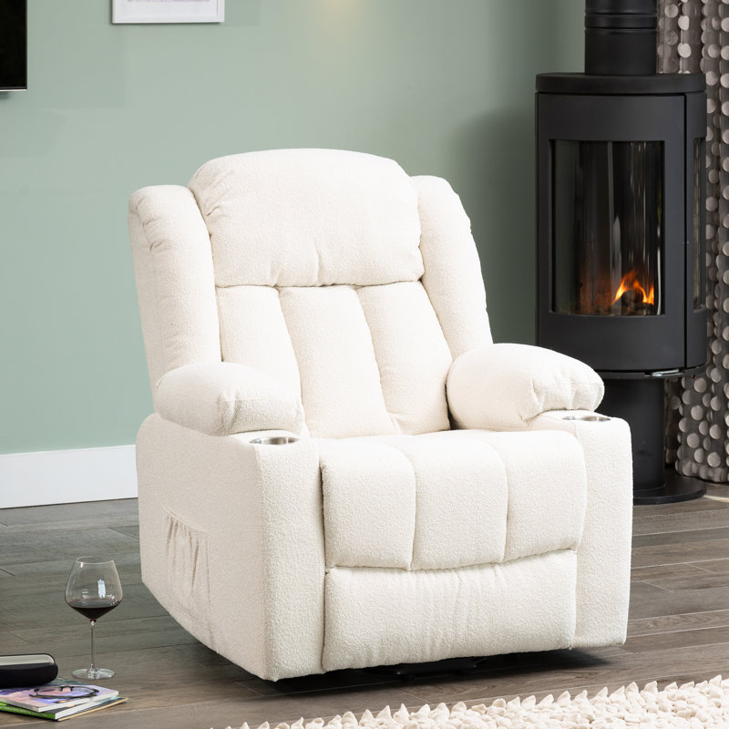 Redding 89cm Wide Lift Assist Standard Recliner with Massager, Cream