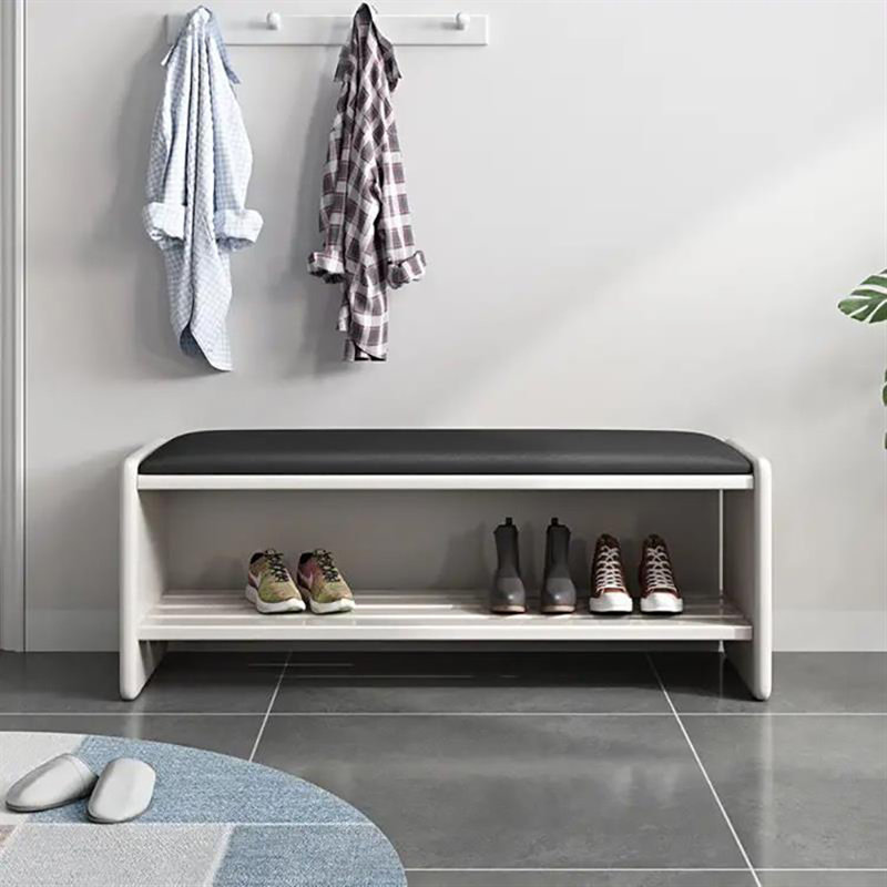 Banc de rangement pour tabouret 35,4 po, Noir / blanc