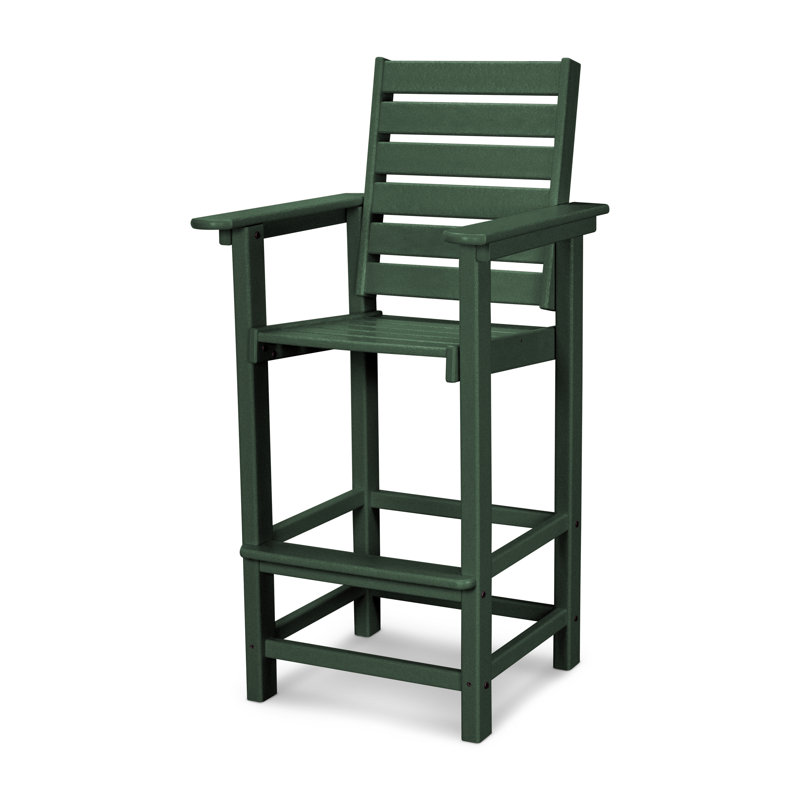 POLYWOOD Captain 2 - Person Patio Dining Set with Round Table , Cushions Included, Hunter Green, 48"
