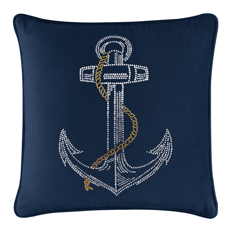 Coussin Sparkles Home Anchor | Motif nautique strass | Bourre en polyester | Lavable à la machine, 16 po x 5 po, Lime