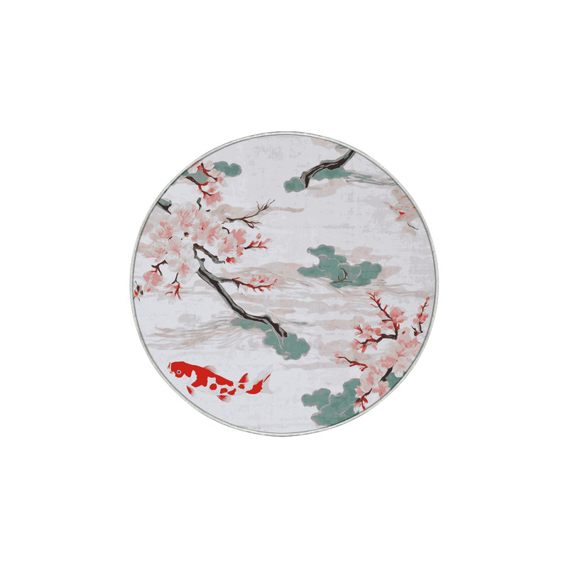 Machine Washable White Area Rug, Round 8'