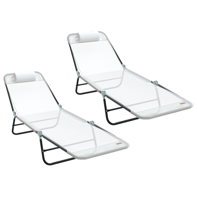 vidaXL Folding Sun Lounger Folding Textilene Outdoor Chair Garden Recliner, Cream