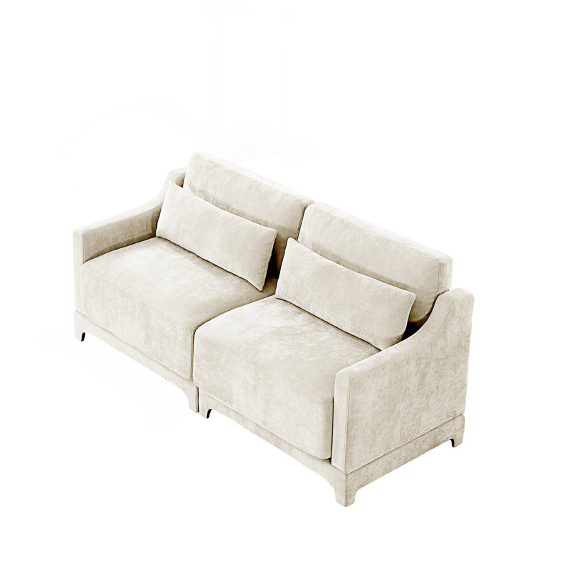 Canapé 2 places avec 2 coussins lombaires, Beige