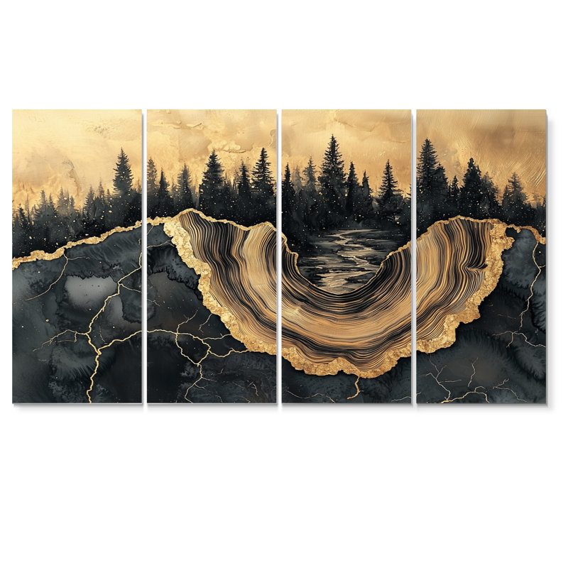 Forêt forêt de cristal onyx noir V - Art mural forêt - Art mural traditionnel, H 28 po x l 48 po, 4