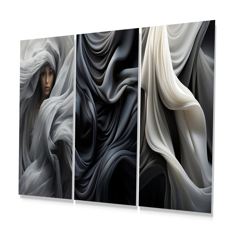 Gris, apaisant, ombres II - ensemble de 3 collages abstraits en métal, H 28 po x l 36 po