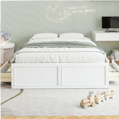 Base de lit plateforme en bois avec 6 tiroirs
