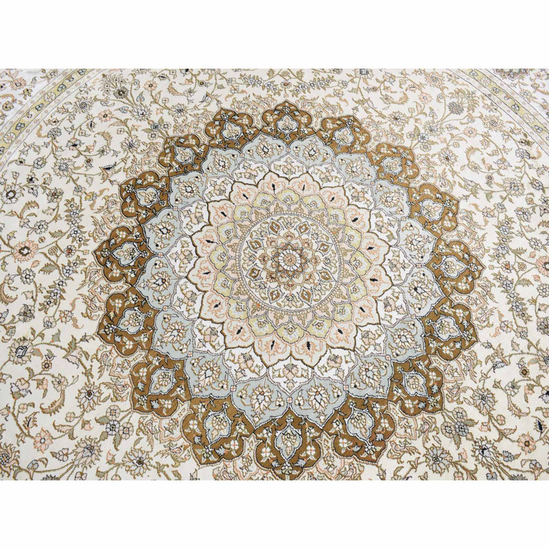Tapis rond ivoire en soie tissée à la main 300 KPSI 9 pi 1 po x 9 pi 1 po EAEC372EF91A4BFBA02498B098F6673D