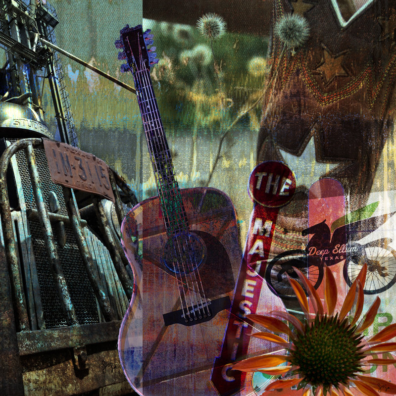 Collage de guitare, H 36 po x l 36 po x P 1,25 po