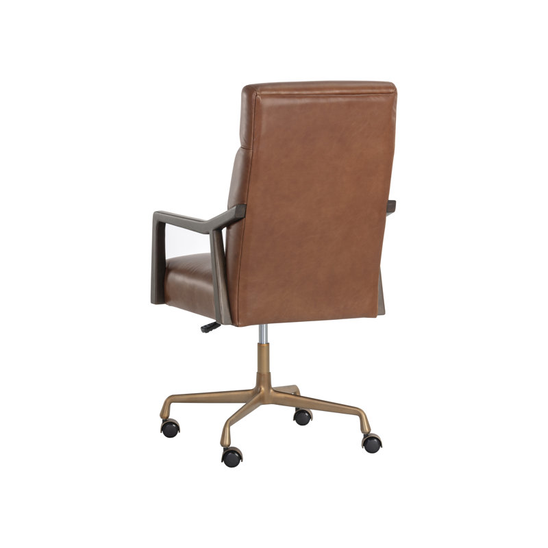 Collin Leather Swivel Office Chair, Shalimar Tobacco Genuine Leather
