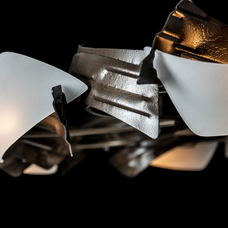 Luminaire suspendu 6 lumières Crest, Fumée foncée