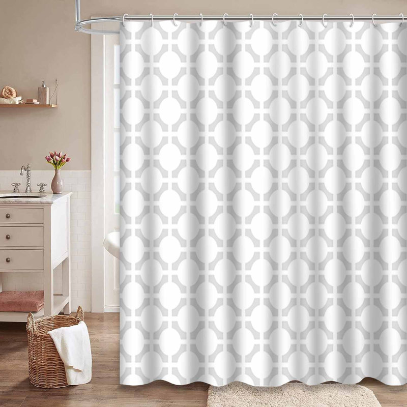 Rideau de douche à motif abstrait noir et blanc avec 12 crochets ModGeo, L 72 po x l 78 po