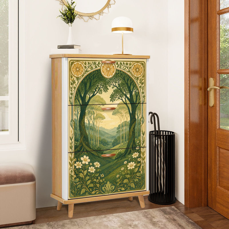 Armoire de rangement à chaussures avec 3 tiroirs rabattables, minimaliste, rétro, Art Nouveau, Couleur 5