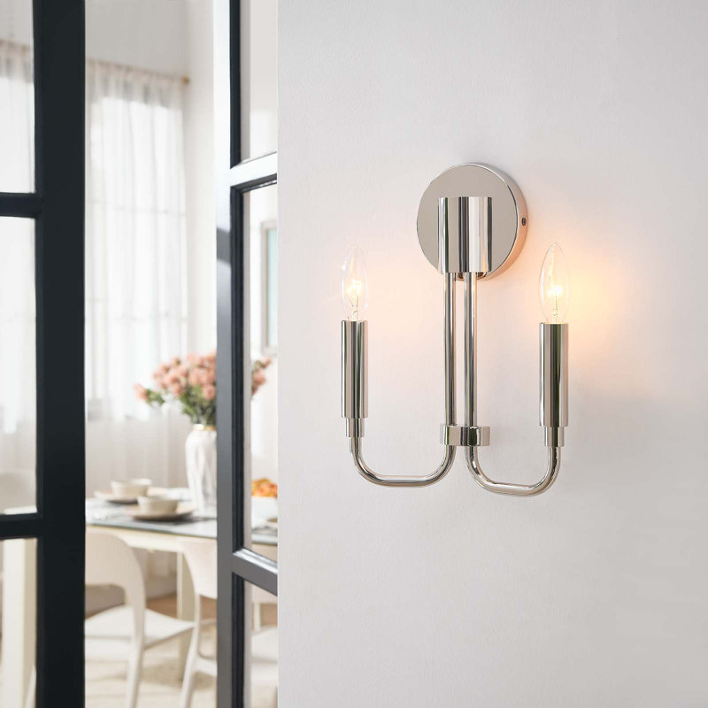 Modway Rekindle 2-Light Wall Sconce, Polished Nickel