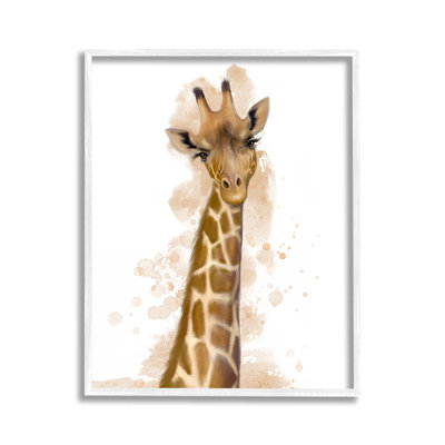 Giraffe & Modern Splash Framed Giclee Art by Matthew Piotrowicz