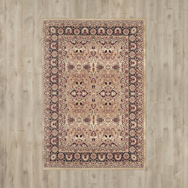 Boyers Cream/Red Area Rug, Rectangle 91 x 152cm