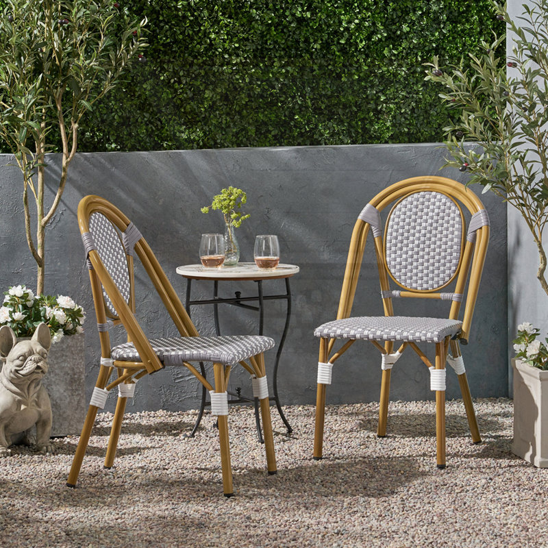 Chaises de bistro d'extérieur, Blanc / Gris
