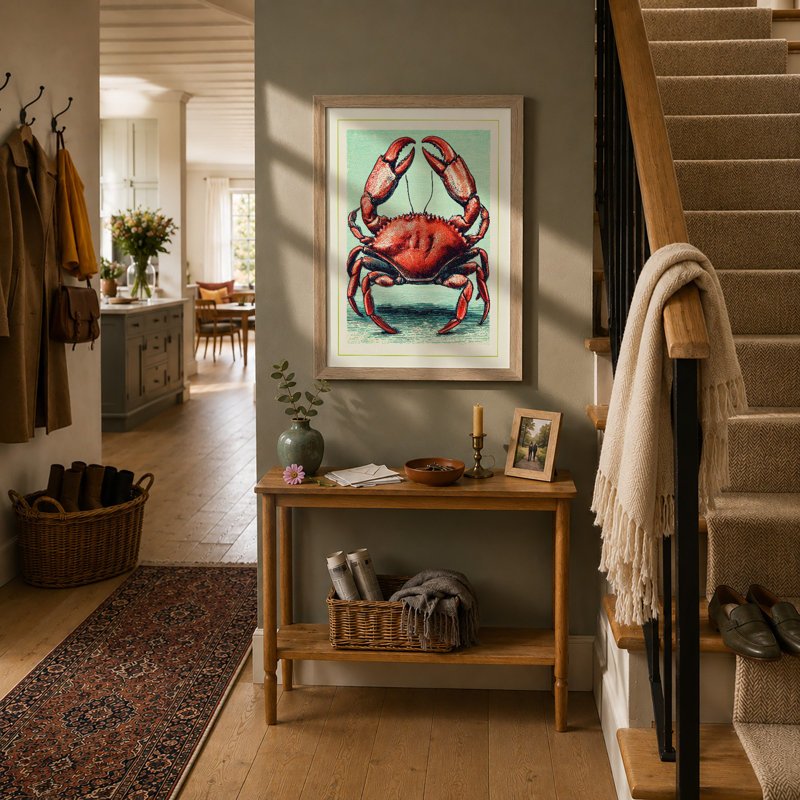 Red Crab Study Vintage - Print, A3 - 42.0 x 29.7 cm, Oak