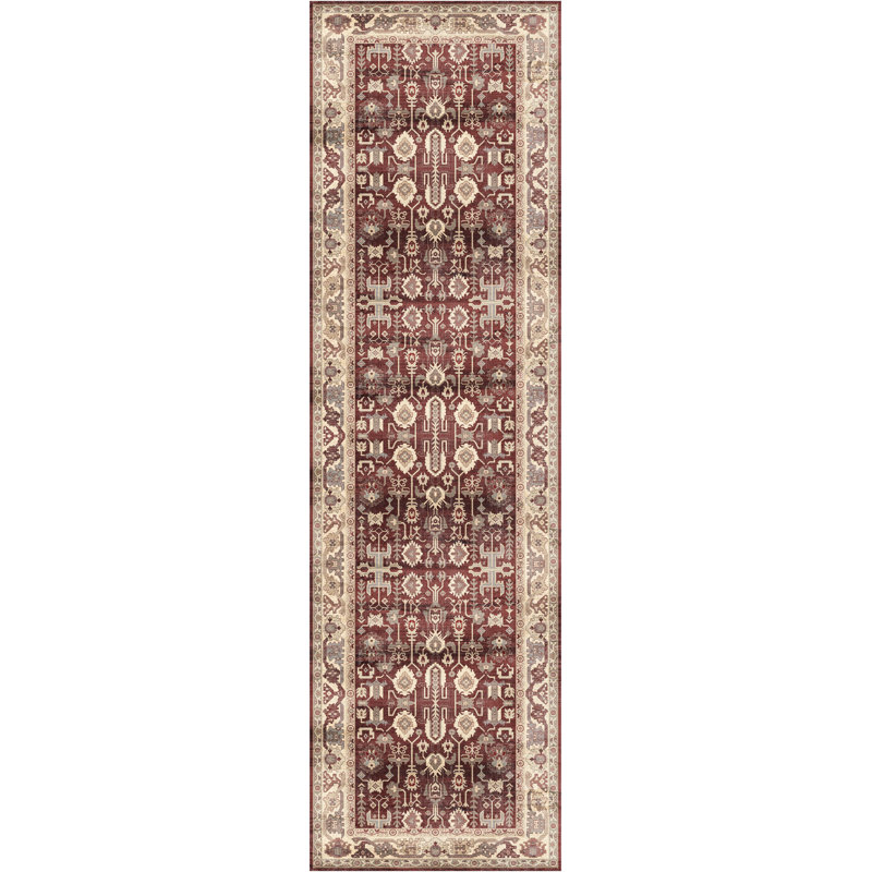 Vintage Performance Red Area Rug, Runner 2'2" x 7'6"