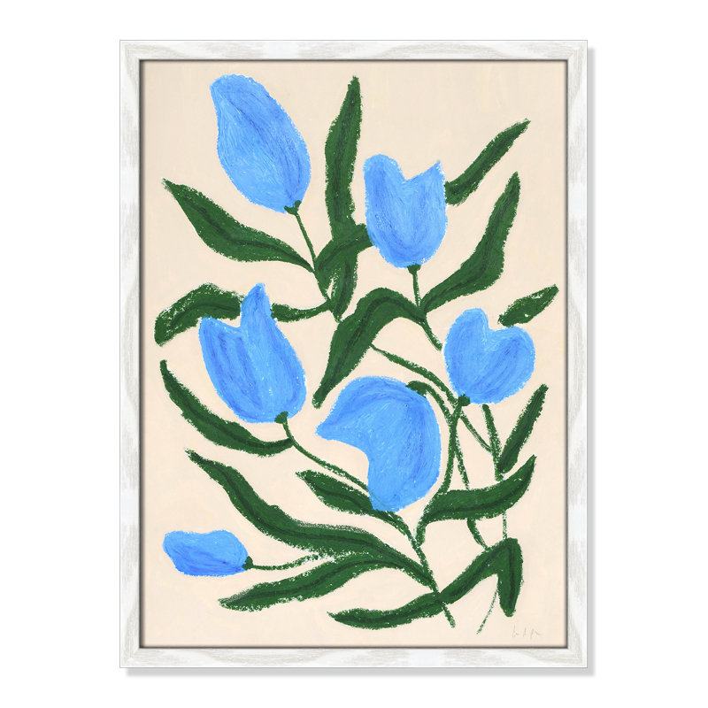 Imprimé de tulipes bleues par Camilla Bergqvist, H 23 po x l 17 po x P 0,75 po