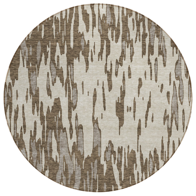 Tapis rectangulaire Aleighna avec envers antidérapant, Rond 8 pi