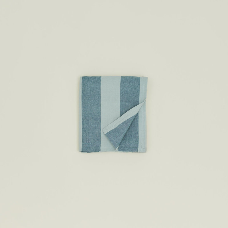 Sky and Peacock Striped Cotton Tablecloth