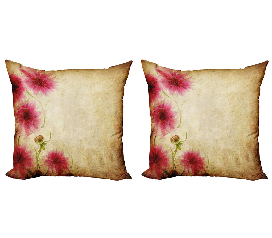 Kissenbezug, Retro Blumen Grungy alte, Blumen, Braun Rosa Sand