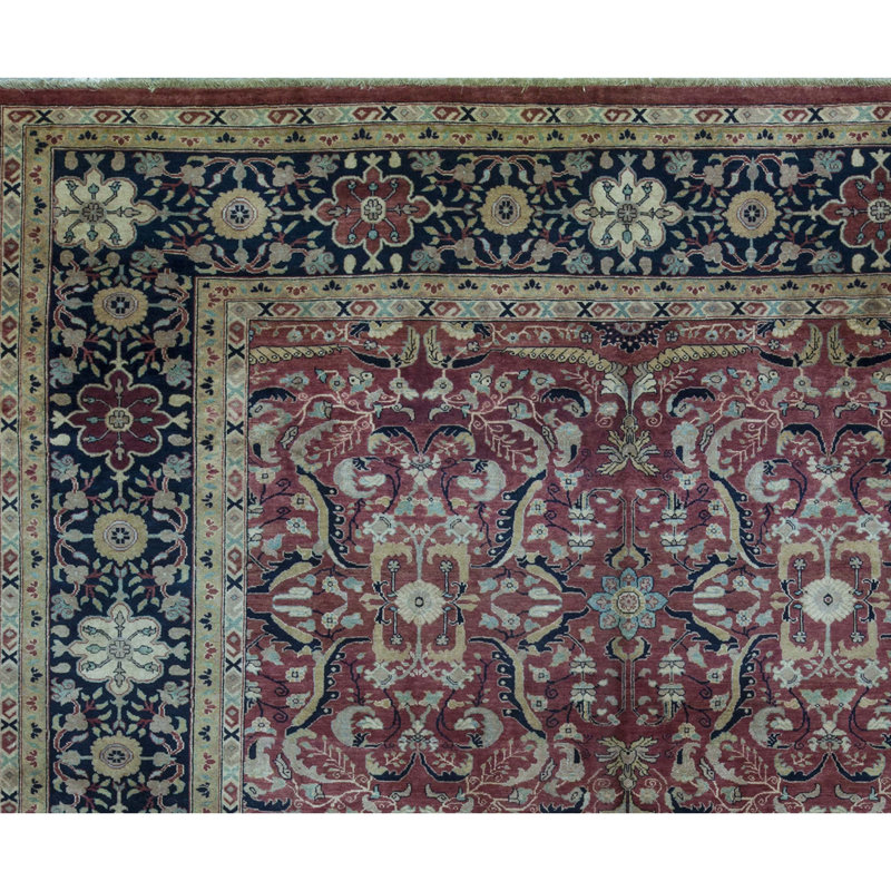 Wool Oriental Area Rug in Rust/Black