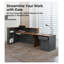 Bureau d'accueil en L de 105 cm de haut avec tiroir verrouillable, brun/gris