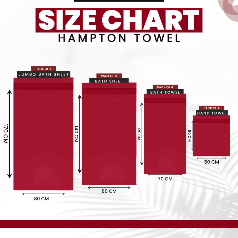 Midweight Bath Towel, Red, Hand Towel - 4 Pack