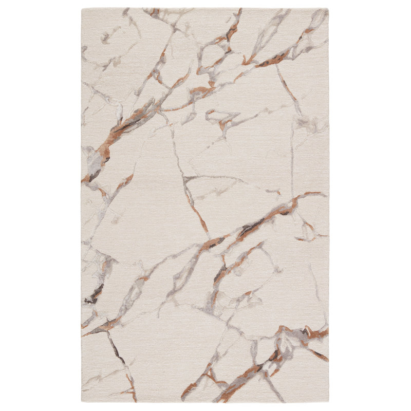 Tapis crème / gris / or touffeté à la main Aekerly, Rectangle 9 pi x 12 pi