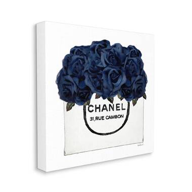 Stupell Industries Chic Navy Blue Roses in Glam Fashion Bag, Designed by Amanda Greenwood Canvas Wall Art, 17 x 17