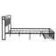 Grand lit plateforme en métal avec tête de lit tapissier, port USB, tiroirs de pied de lit, sans sommier, assemblage facile, noir et gris-420220107