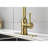 Stainless Steel High Arc Kitchen Faucet In Brushed Gold - 3 Water Output Modes  Stream, Spray,   & Easy To Install Feature With Pull Down Forms Long Service Life-132170361