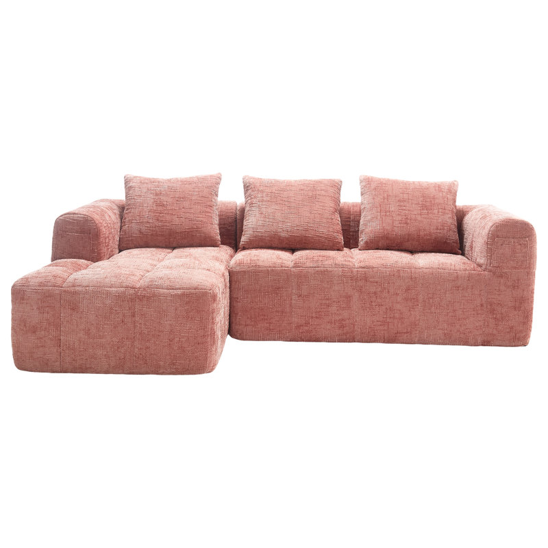 Canapé modulaire 2 pièces Boneless, Chenille rose