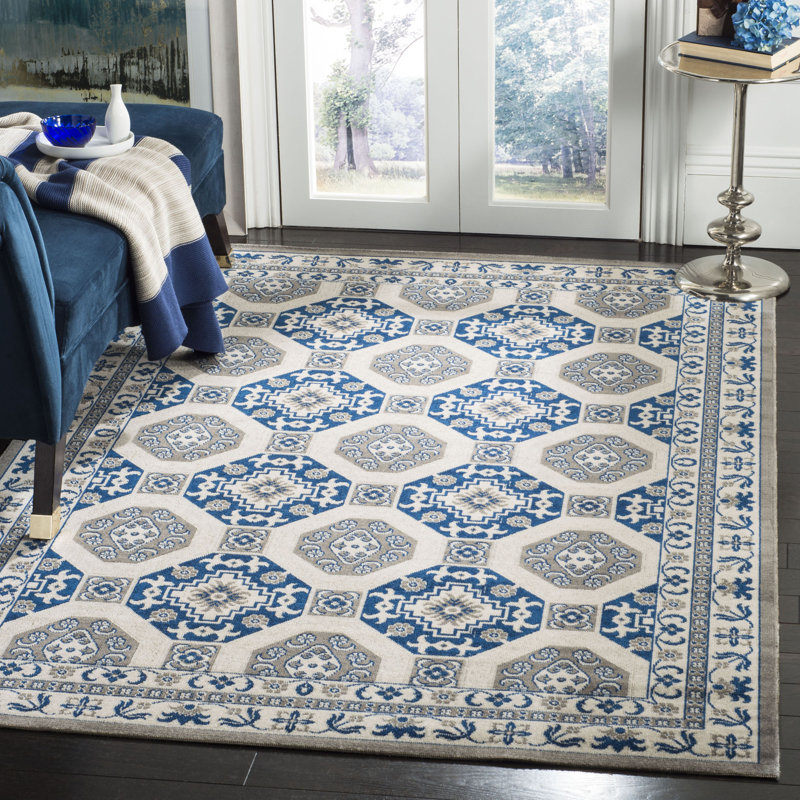 Everlee Geometric Cotton Hand Woven Area Rug, Rectangle 201 x 274 cm