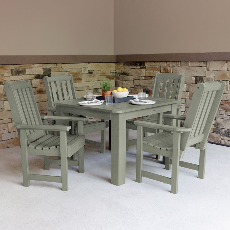 Arbnora 4-Person 42" Square, Counter-Height Outdoor Dining Set, Eucalyptus, 42 x 42 x 30