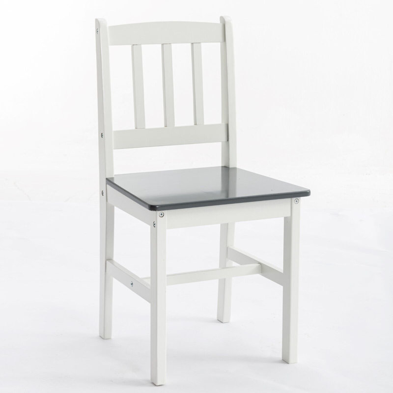 Abhir 2 - Person Pine Solid Wood Dining Set, Grey, Grey/White