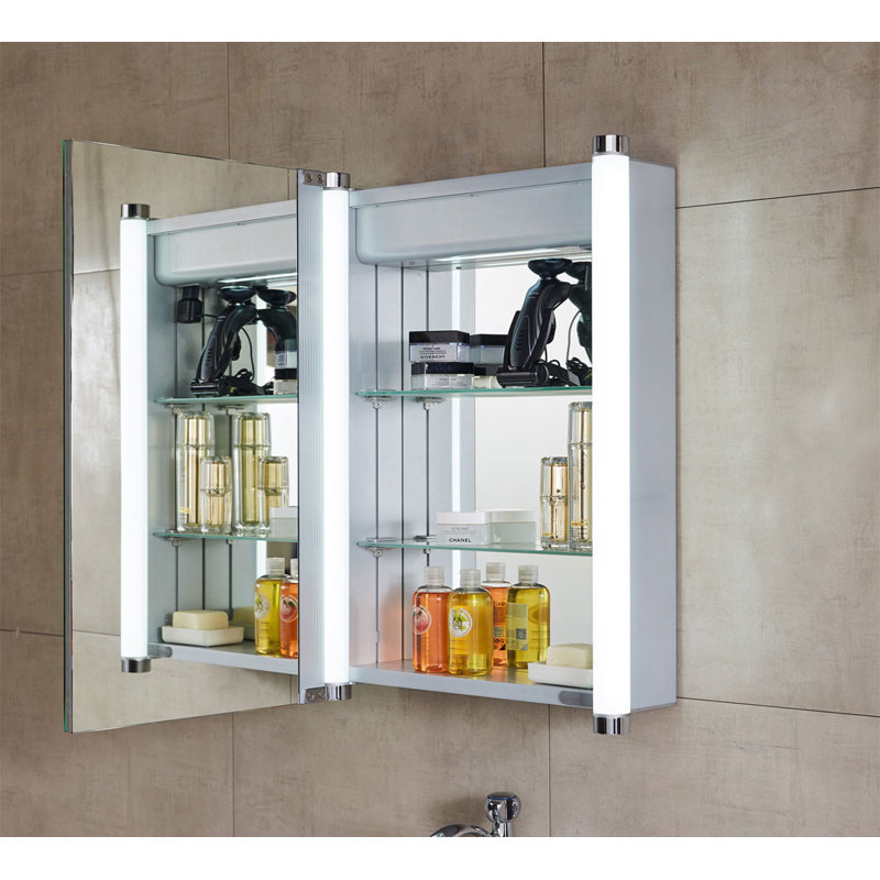 700mm W 700mm H Surface Frameless Medicine Cabinet Mirror 2 Fixed