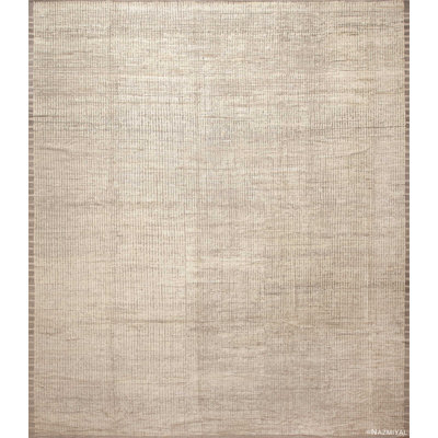 One-of-a-Kind 13'10" X 16'1" New Age Wool Area Rug Cream/Gray