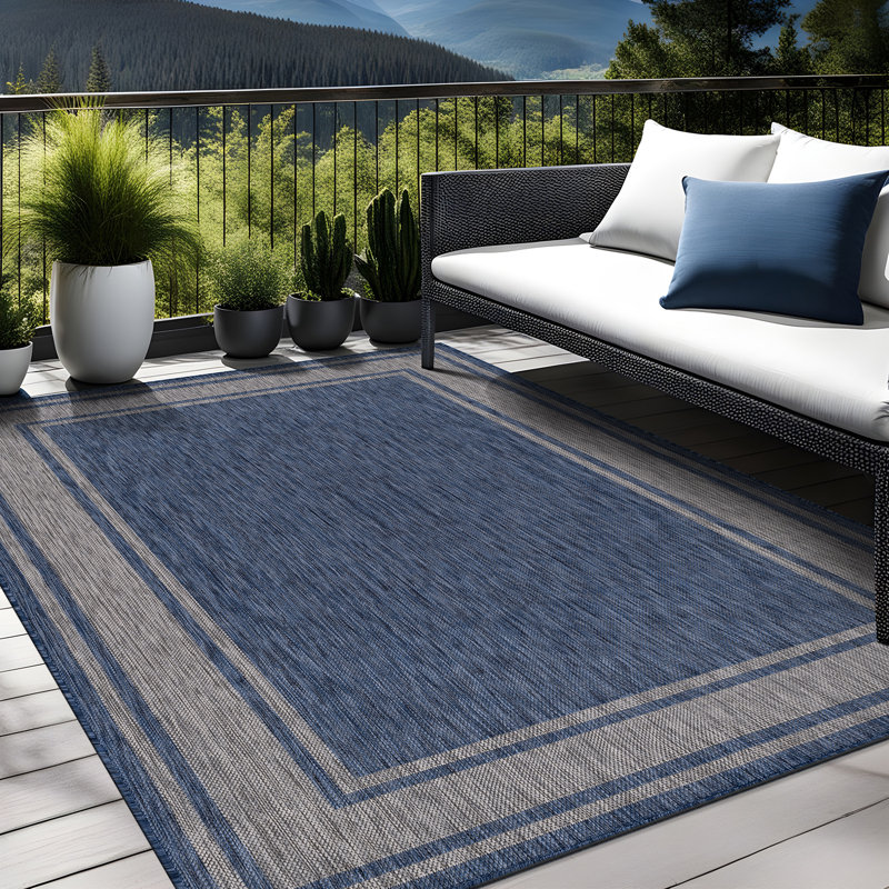 Tapis bleu marine intérieur / extérieur Waikiki, Rectangle 6 pi x 9 pi