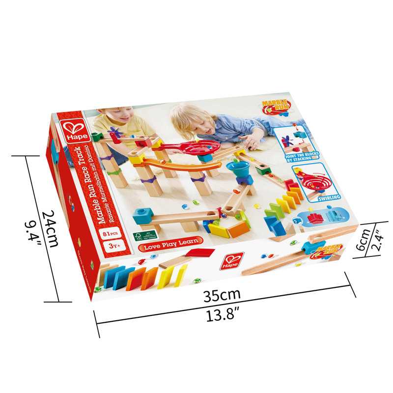Colorful Wooden Marble Run Racetrack Set with 81 Pieces
