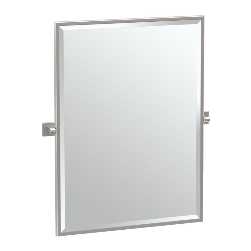 Miroir de salle de bain mural Miroir, Nickel satiné, H 32,5 po x l 27,63 po