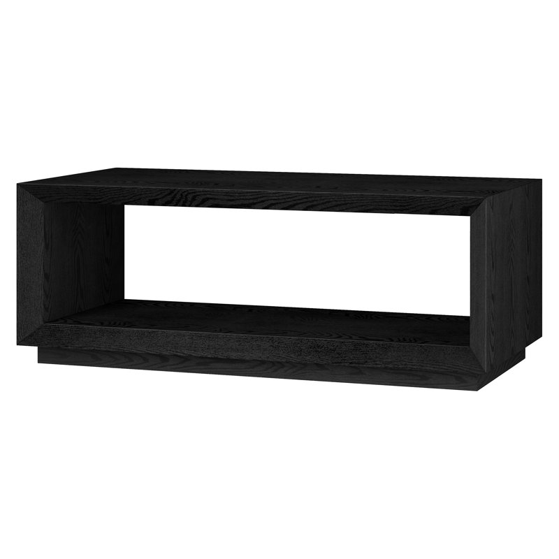 Atrell Solid Coffee Table with Storage, Black Grain